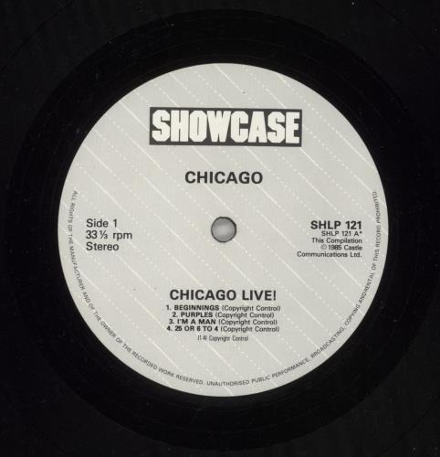 Chicago Live! vinyl LP album (LP record) UK CCGLPLI576698