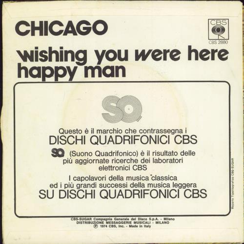 Chicago Wishing You Were Here 7" vinyl single (7 inch record / 45) Italian CCG07WI775700