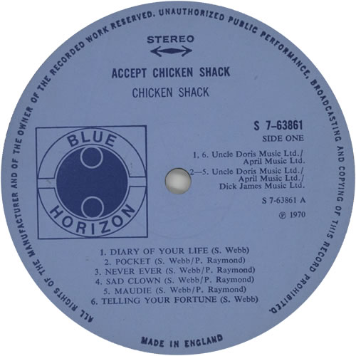 Chicken Shack Accept Chicken Shack - Advance vinyl LP album (LP record) UK CHSLPAC627368