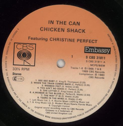 Chicken Shack In The Can vinyl LP album (LP record) UK CHSLPIN257598