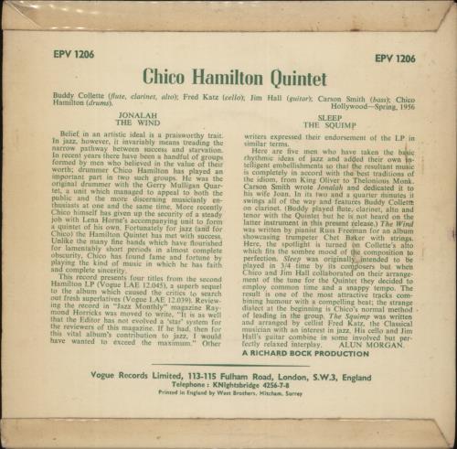 Chico Hamilton Pacific Jazz 7" vinyl single (7 inch record / 45) UK CH707PA885091