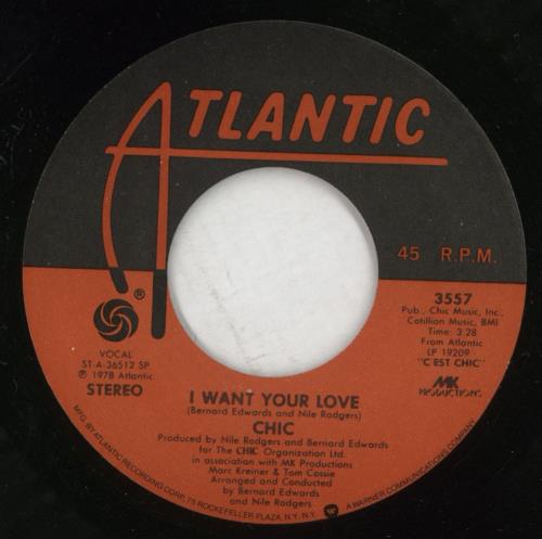 Chic I Want Your Love 7" vinyl single (7 inch record / 45) US CHC07IW864468