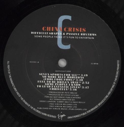 China Crisis Difficult Shapes & Passive Rhythms - Stickered - EX vinyl LP album (LP record) UK CHNLPDI858733