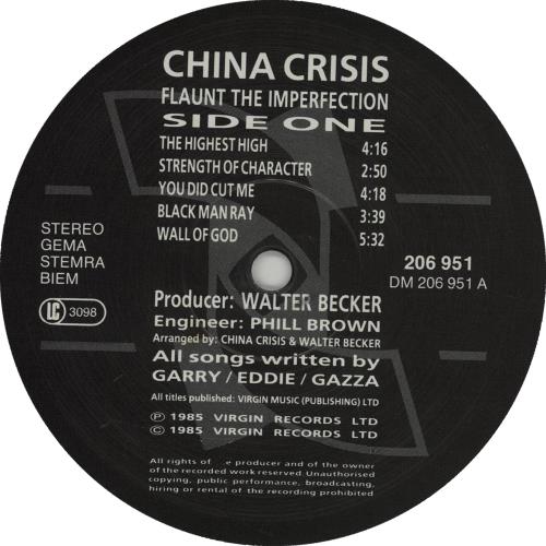China Crisis Flaunt The Imperfection vinyl LP album (LP record) German CHNLPFL659055