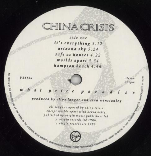 China Crisis What Price Paradise - Autographed vinyl LP album (LP record) UK CHNLPWH862486