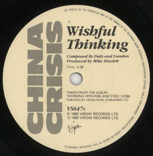 China Crisis Wishful Thinking 7" vinyl single (7 inch record / 45) UK CHN07WI187922