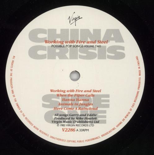 China Crisis Working With Fire And Steel - Hype Sticker vinyl LP album (LP record) UK CHNLPWO864699