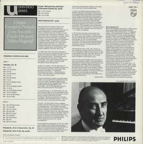 Chopin Complete Preludes vinyl LP album (LP record) UK CYXLPCO873717