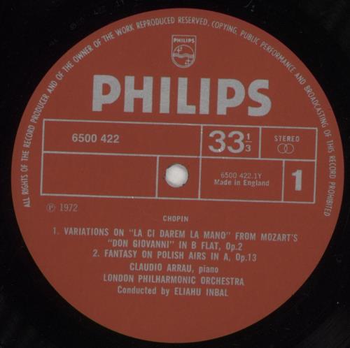 Chopin Variations On "L Ci Darem," Op. 2 / Fantasy On Polish Airs, Op. 13 / Andante Spianato And Grande Po vinyl LP album (LP record) UK CYXLPVA854422