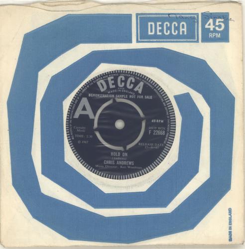 Chris Andrews Hold On - A Label 7" vinyl single (7 inch record / 45) UK CAW07HO689689