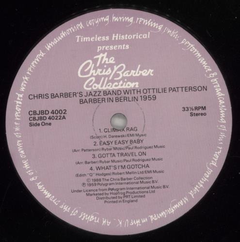 Chris Barber Barber In Berlin / Barber At The London Palladium - The Classic Concerts 1959/1961 2-LP vinyl record set (Double LP Album) UK CHB2LBA880284