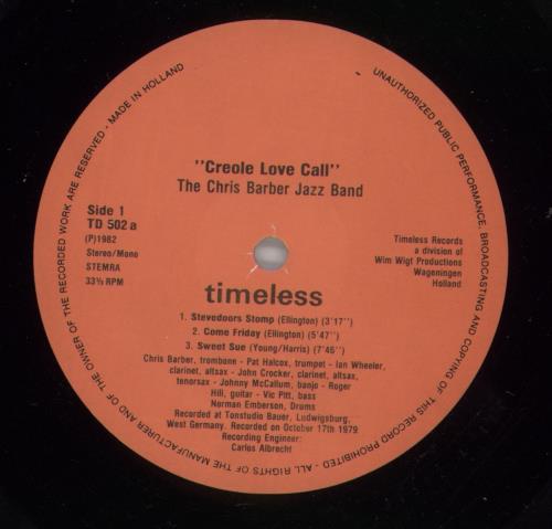 Chris Barber Creole Love Call - Autographed 2-LP vinyl record set (Double LP Album) Dutch CHB2LCR865008