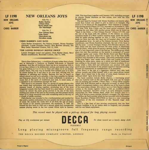 Chris Barber New Orleans Joys 10" vinyl single (10 inch record) UK CHB10NE559876