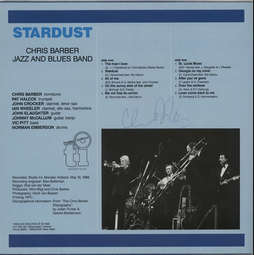 Chris Barber Stardust - Autographed vinyl LP album (LP record) Dutch CHBLPST625301