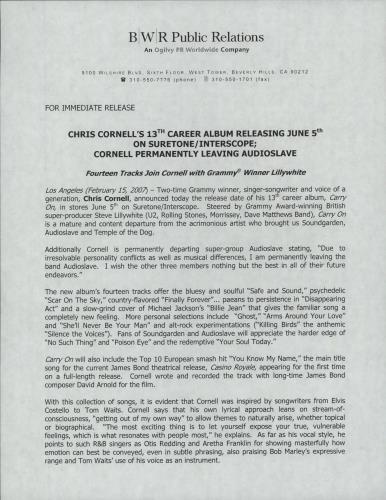 Chris Cornell Carry On media press pack US OLLPPCA418194