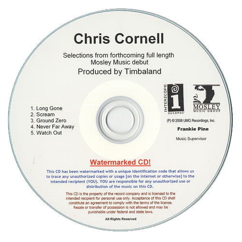 Chris Cornell Scream CD-R acetate US OLLCRSC466101