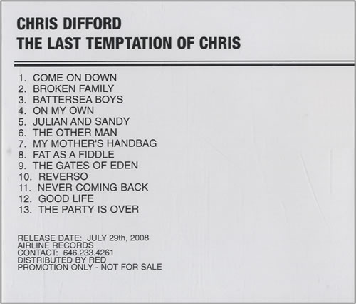 Chris Difford The Last Temptation Of Chris CD-R acetate US FFOCRTH462867