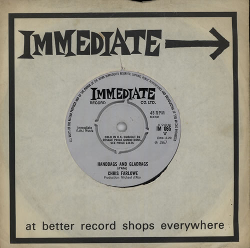 Chris Farlowe Handbags And Gladrags - 4prong 7" vinyl single (7 inch record / 45) UK CFA07HA571330