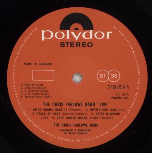 Chris Farlowe Live! vinyl LP album (LP record) UK CFALPLI272526