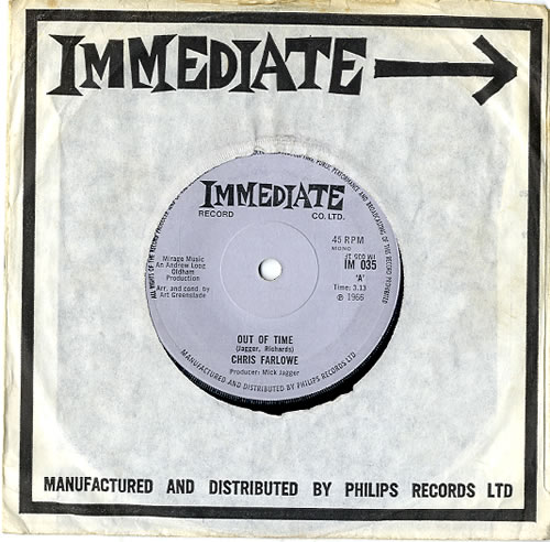Chris Farlowe Out Of Time - 1st - Solid 7" vinyl single (7 inch record / 45) UK CFA07OU611959