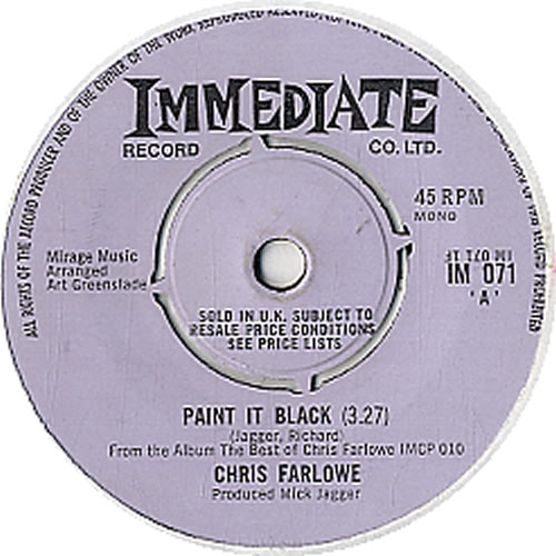 Chris Farlowe Paint It, Black 7" vinyl single (7 inch record / 45) UK CFA07PA617174