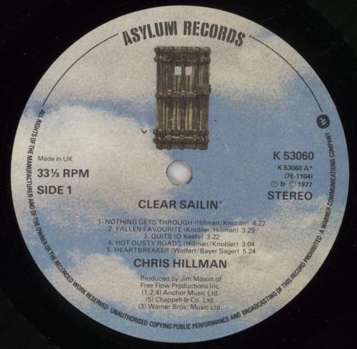 Chris Hillman Clear Sailin' vinyl LP album (LP record) UK HILLPCL343362