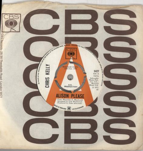 Chris Kelly Alison Please 7" vinyl single (7 inch record / 45) UK 8I607AL851740