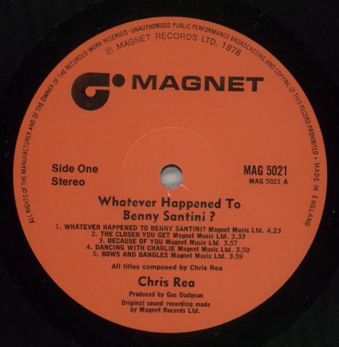 Chris Rea Whatever Happened To Benny Santini? vinyl LP album (LP record) UK REALPWH770050