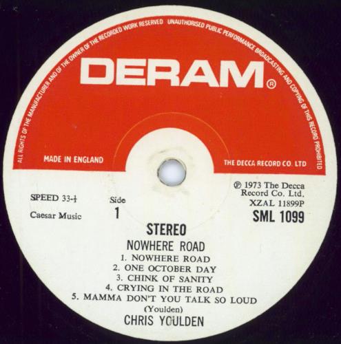 Chris Youlden Nowhere Road vinyl LP album (LP record) UK CYULPNO792842