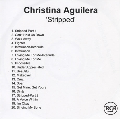 Christina Aguilera Stripped CD-R acetate UK AAGCRST226659