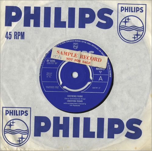 Christine Evans Growing Pains - Sample 7" vinyl single (7 inch record / 45) UK CQV07GR467806