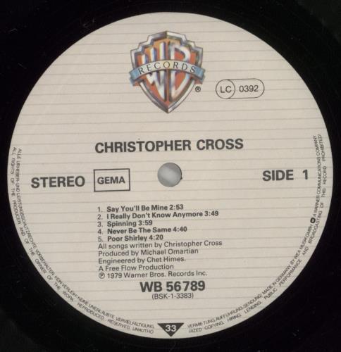 Christopher Cross Christoper Cross vinyl LP album (LP record) German CRCLPCH374847