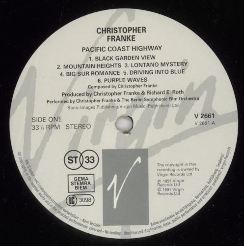Christopher Franke Pacific Coast Highway vinyl LP album (LP record) German CFHLPPA879137