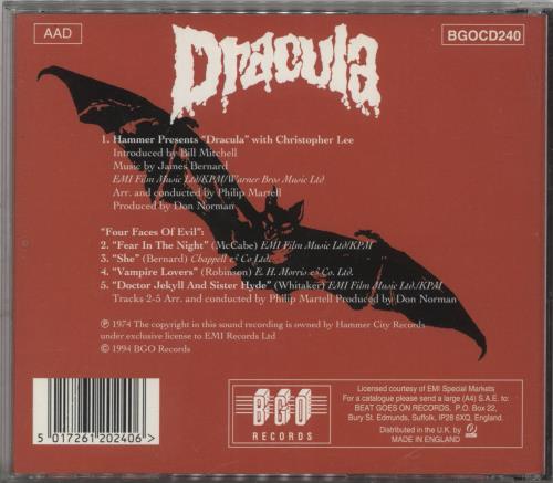 Christopher Lee Hammer Presents Dracula CD album (CDLP) UK CL2CDHA879658