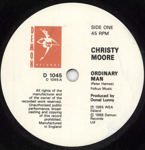 Christy Moore Ordinary Man 7" vinyl single (7 inch record / 45) UK CMR07OR720038