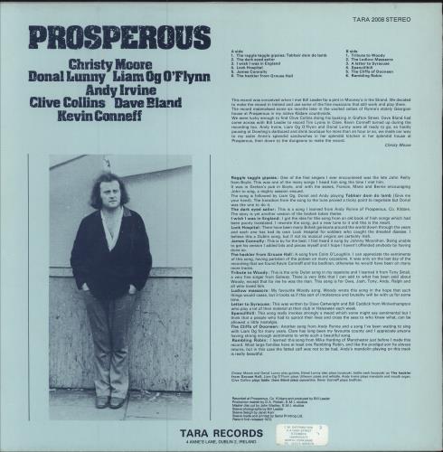 Christy Moore Prosperous vinyl LP album (LP record) Irish CMRLPPR735894