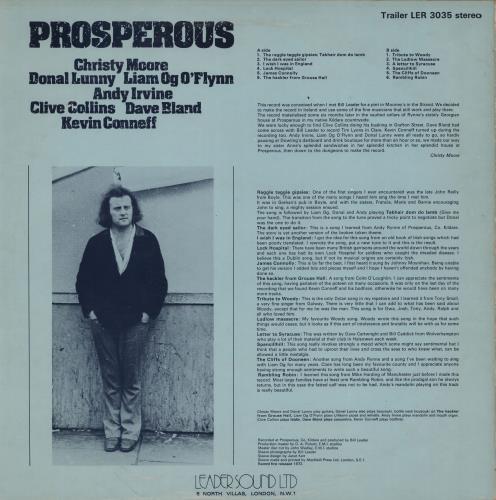Christy Moore Prosperous vinyl LP album (LP record) UK CMRLPPR757357