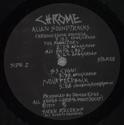 Chrome Alien Soundtracks - 1st vinyl LP album (LP record) US CI5LPAL885453