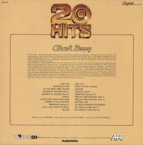 Chuck Berry 20 Hits vinyl LP album (LP record) UK CHKLPHI744125