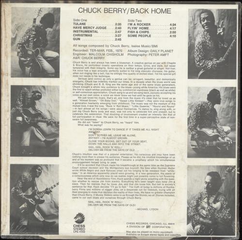 Chuck Berry Back Home vinyl LP album (LP record) US CHKLPBA699721