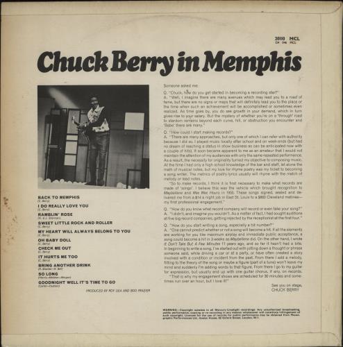 Chuck Berry In Memphis vinyl LP album (LP record) UK CHKLPIN764386