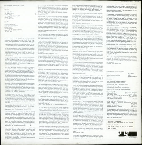 Chumbawamba English Rebel Songs 1381-1914 - 2nd vinyl LP album (LP record) UK CHMLPEN98825