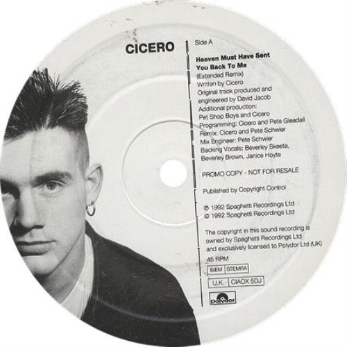 Cicero Heaven Must Have Sent You Back To Me 12" vinyl single (12 inch record / Maxi-single) UK CIC12HE10563