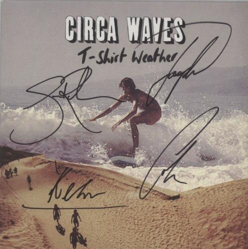 Circa Waves T-Shirt Weather - Blue Vinyl + Autographed Sleeve 7" vinyl single (7 inch record / 45) UK G8U07TS682335