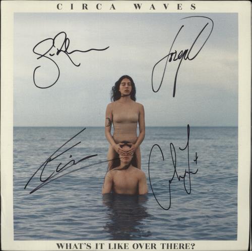 Circa Waves What's It Like Over There? - Dark Blue With White Marble Vinyl - Autographed vinyl LP album (LP record) UK G8ULPWH840303