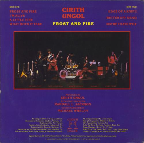 Cirith Ungol Frost And Fire vinyl LP album (LP record) US 587LPFR813206