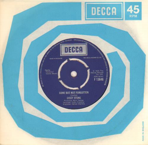 Cissy Stone Gone But Not Forgotten 7" vinyl single (7 inch record / 45) UK H8007GO643046