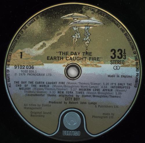 City Boy The Day The Earth Caught Fire vinyl LP album (LP record) UK CTBLPTH392021