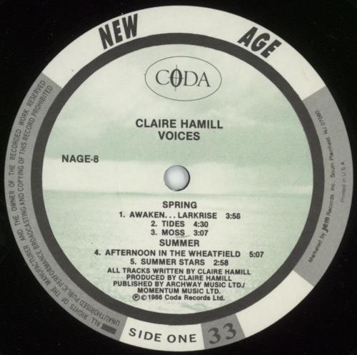 Claire Hamill Voices vinyl LP album (LP record) US CLMLPVO765863
