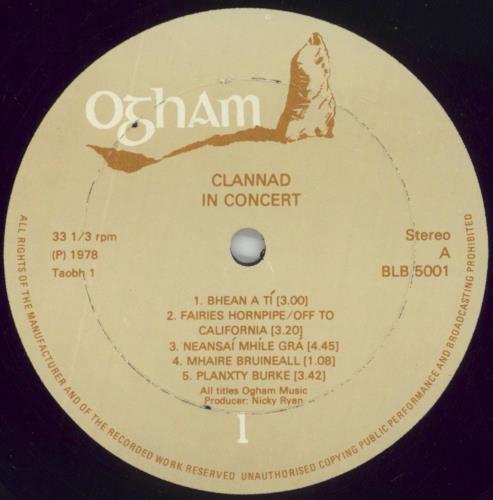 Clannad Clannad In Concert vinyl LP album (LP record) Irish CLNLPCL132448